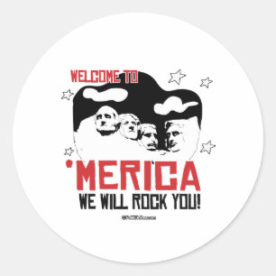 Sticker Rond Bienvenue à l'Amérique - We will Rock You