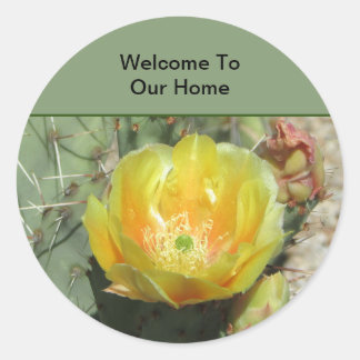Sticker Rond Bienvenue À Notre Accueil Southwest Cactus Flower 