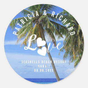 Sticker Rond Bienvenue À Notre Beach Wedding Nom Destination
