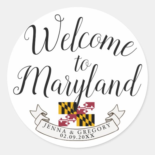Sticker Rond Bienvenue au Maryland | Mariage de destination (Devant)