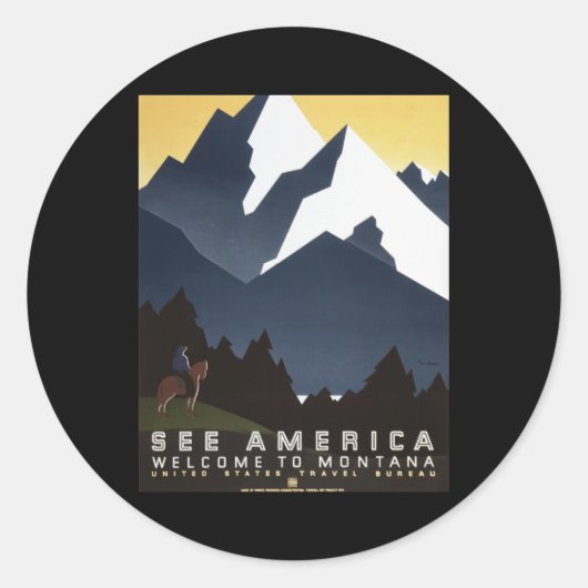 Sticker Rond Bienvenue au Montana (Devant)
