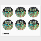 Sticker Rond Bienvenue au Paradis tropical d'Aloha (Feuille)