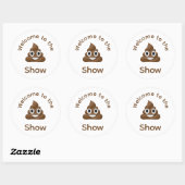 Sticker Rond Bienvenue au Poo Emoji Show Funny (Feuille)