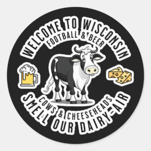 Sticker Rond Bienvenue au Wisconsin, Sentez notre air laitier