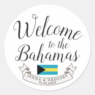 Sticker Rond Bienvenue aux Bahamas   Personnalisation du mariag