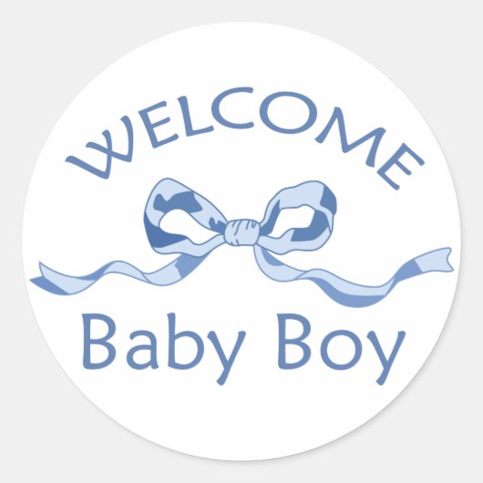 STICKER ROND BIENVENUE BÉBÉ GARÇON (Devant)