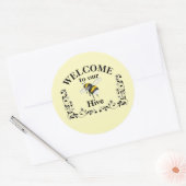 Sticker Rond Bienvenue dans notre ruche d'abeilles (Enveloppe)