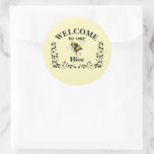 Sticker Rond Bienvenue dans notre ruche d'abeilles (Sac)