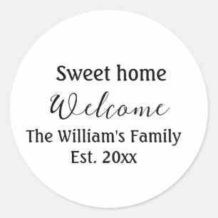 Sticker Rond Bienvenue douce maison ajouter nom de famille anné