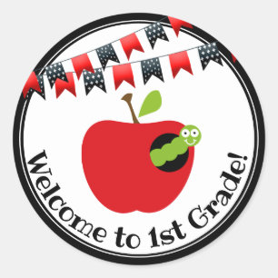 Sticker Rond Bienvenue éditable à l'école en classe
