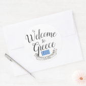 Sticker Rond Bienvenue en Grèce | Destination Faveur Mariage (Enveloppe)