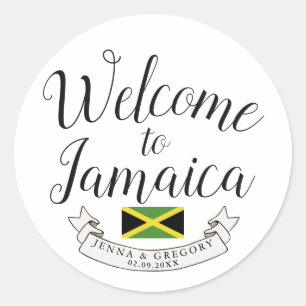 Sticker Rond Bienvenue en Jamaïque   Personnalisation du mariag
