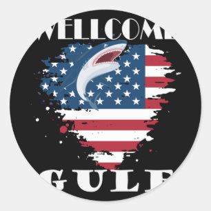 Sticker Rond Bienvenue Golfe Des États-Unis D'Amérique