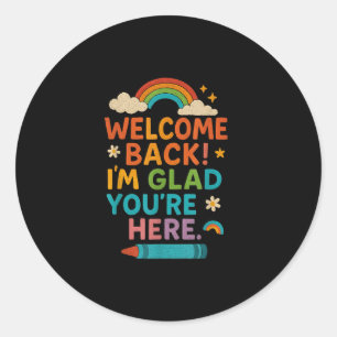 Sticker Rond Bienvenue Je suis heureux que vous ici Rainbow Bac
