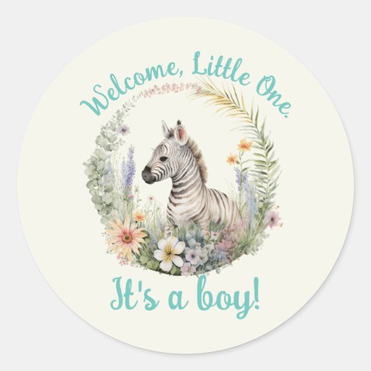 Sticker Rond Bienvenue, Little One Faire-part de naissance/Baby (Devant)
