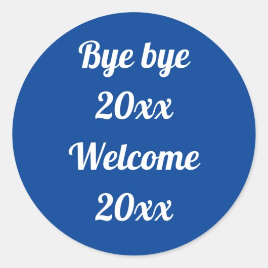 Sticker Rond Bienvenue Nouvel An bleu personnalisable dire (Devant)