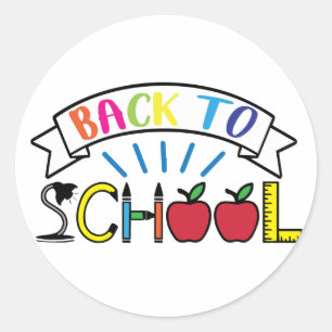 Sticker Rond Bienvenue Retour à la vie des enseignants à l'écol