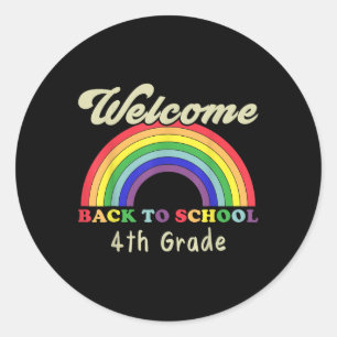Sticker Rond Bienvenue Retour à l'école 4e année enseignant élè