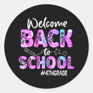 Sticker Rond Bienvenue Retour À L'École 4E Année Retour À L'Éco