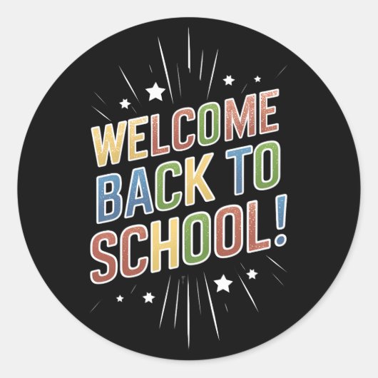 Sticker Rond Bienvenue Retour à l'école Enseignant Premier jour (Devant)