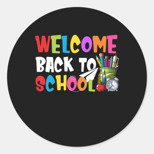 Sticker Rond Bienvenue Retour à l'école Premier jour enseignant (Devant)