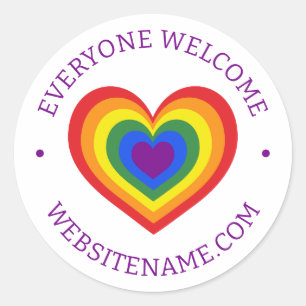 Sticker Rond Bienvenue sur le site web de LGBTQ Rainbow Heart
