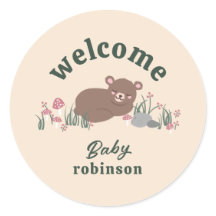 Bienvenue Sweet Woodland Baby Bear Crème ronde