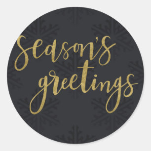 Sticker Rond BIENVŒUX DE LA SAISON Flocons de neige noirs de fê