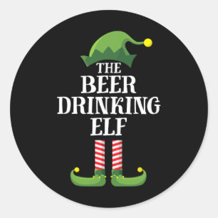 Sticker Rond Bière Boire Elf Correspondant Famille Groupe Noël