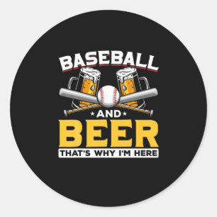 Sticker Rond Bière Boveur Baseball Bière Humour Anniversaire