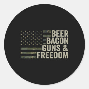 Sticker Rond Bière Bycon Armes Et Liberté - Bbq Drôle Boire G