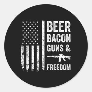 Sticker Rond Bière Bycon Armes Et Liberté - Usa Bbq American Fl