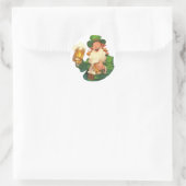 Sticker Rond Bière de Toast de Leprechaun gaie (Sac)