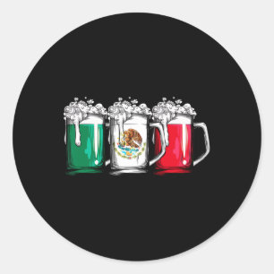 Sticker Rond Bière Drapeau Mexicain Mexique Cinco De Mayo Homme