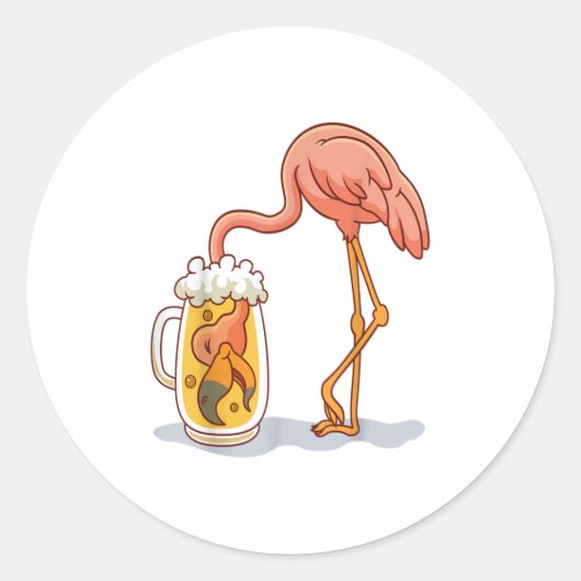 Sticker Rond Bière Flamant rose (Devant)