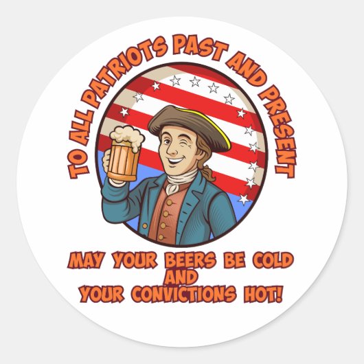 Sticker Rond Bière froide le 4 juillet (Devant)