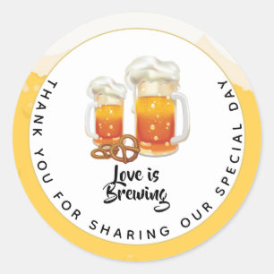 Sticker Rond BIÈRE - L'amour est brasser Mariage ou Fête des ma