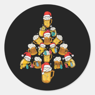 Sticker Rond Bière Noël Arbre Ornements Vacances Boire Noël