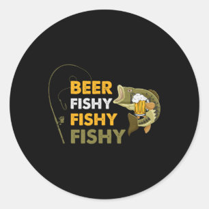 Sticker Rond Bière Poisson Poisson Pêcheur Amoureux Pêcheur Rét
