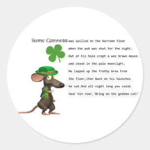 Sticker Rond Bière potable de souris irlandaise