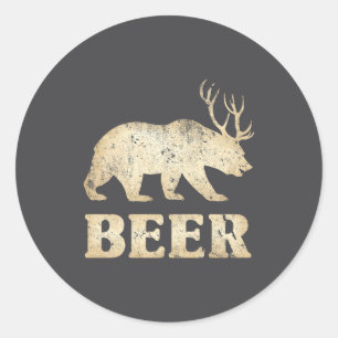 Sticker Rond Bières anciennes Bear Deer