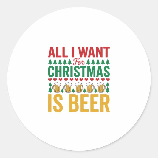 Sticker Rond Bières de Noël Conception de boisson de vacances d (Devant)