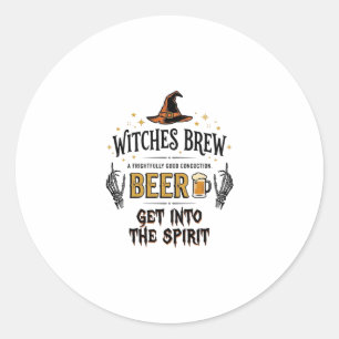 Sticker Rond Bières d'Halloween Hocus Pocus Drôle Vintage_1