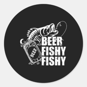 Sticker Rond Bières Drôles de Pêche Poisson Poisson Drôle de Fê