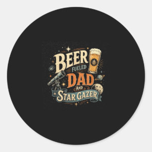 Sticker Rond Bières pour papa star gazing fête des pères rétro