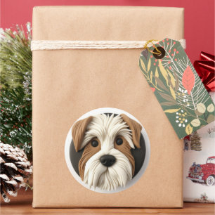 Sticker Rond Biewer Terrier Chien Inspiré 3D