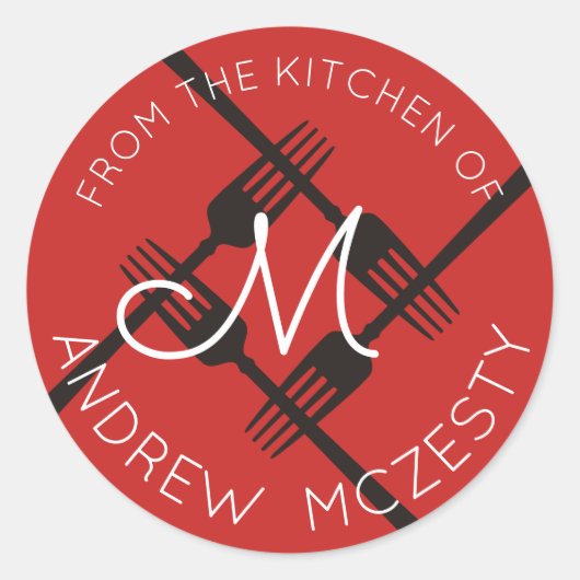 Sticker Rond Bifurque le monogramme de la cuisine de (Devant)