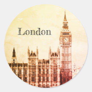 Sticker Rond Big Ben Horloge & Londres, Westminster / Royaume-U