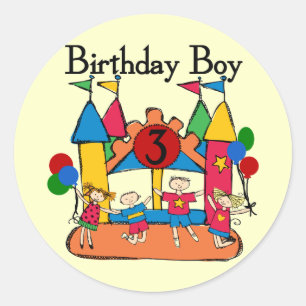 Sticker Rond Big Bounce Boy 3e anniversaire T-shirts et cadeaux