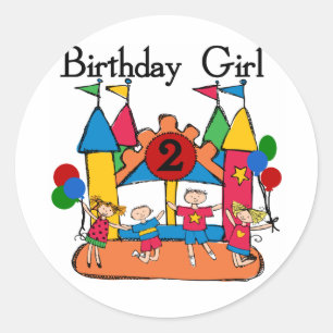 Sticker Rond Big Bounce Girl 2nd Birthday Tshirts et cadeaux